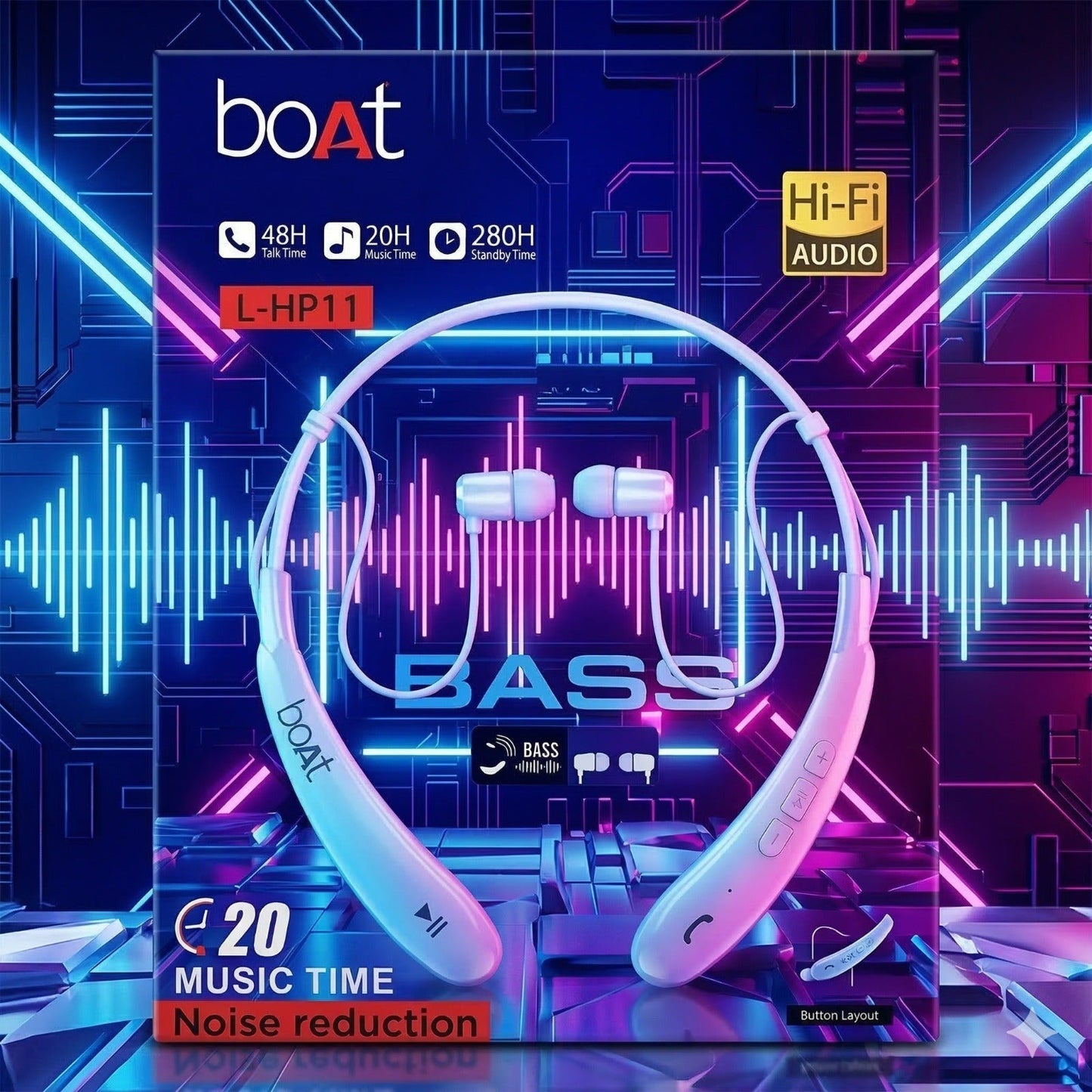 Neckband Boat Experience powerful bass, HD calls, and wireless freedom with this lightweight, sweat and Water proof neckband.
